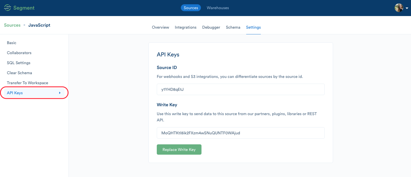 segment api keys