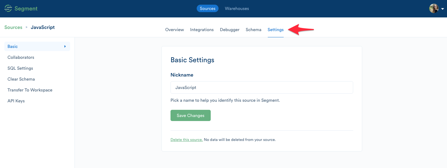 segment settings